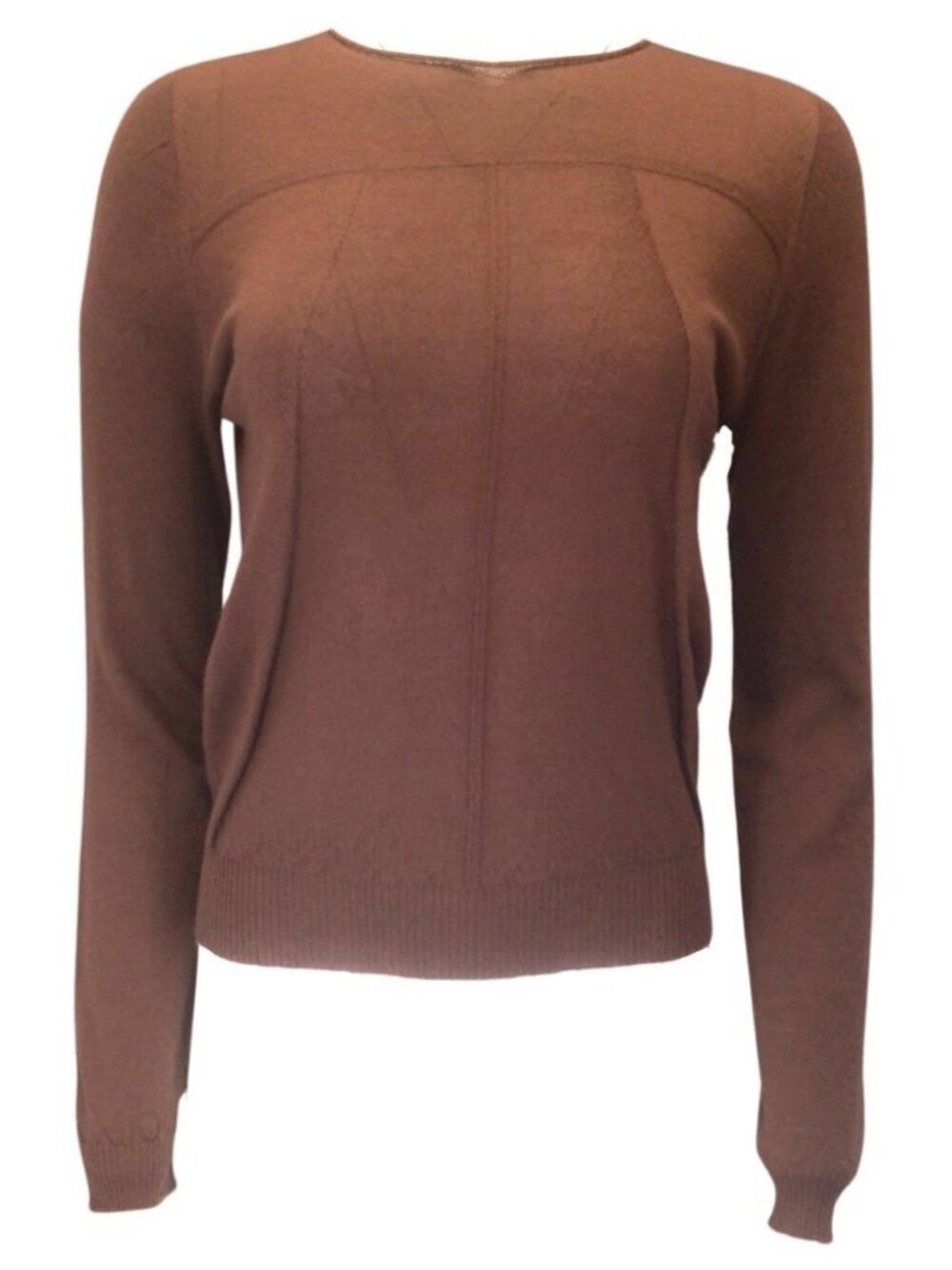 RICK OWENS BROWN LONG SLEEVED CREWNECK SWEATER